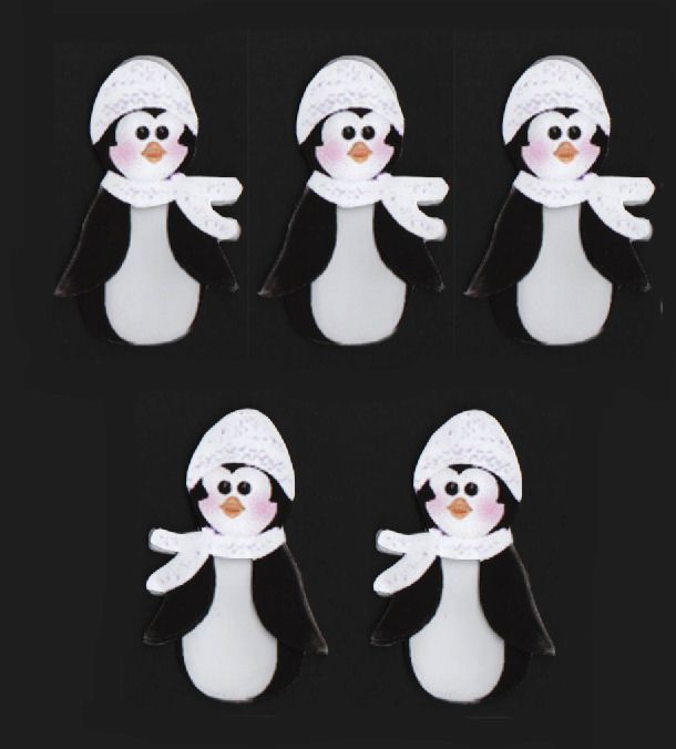 Christmas Black and White Penguin Card Toppers