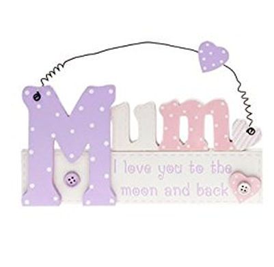 Mum Cut Out Hanging Plaque - Love you to the moon and back design 