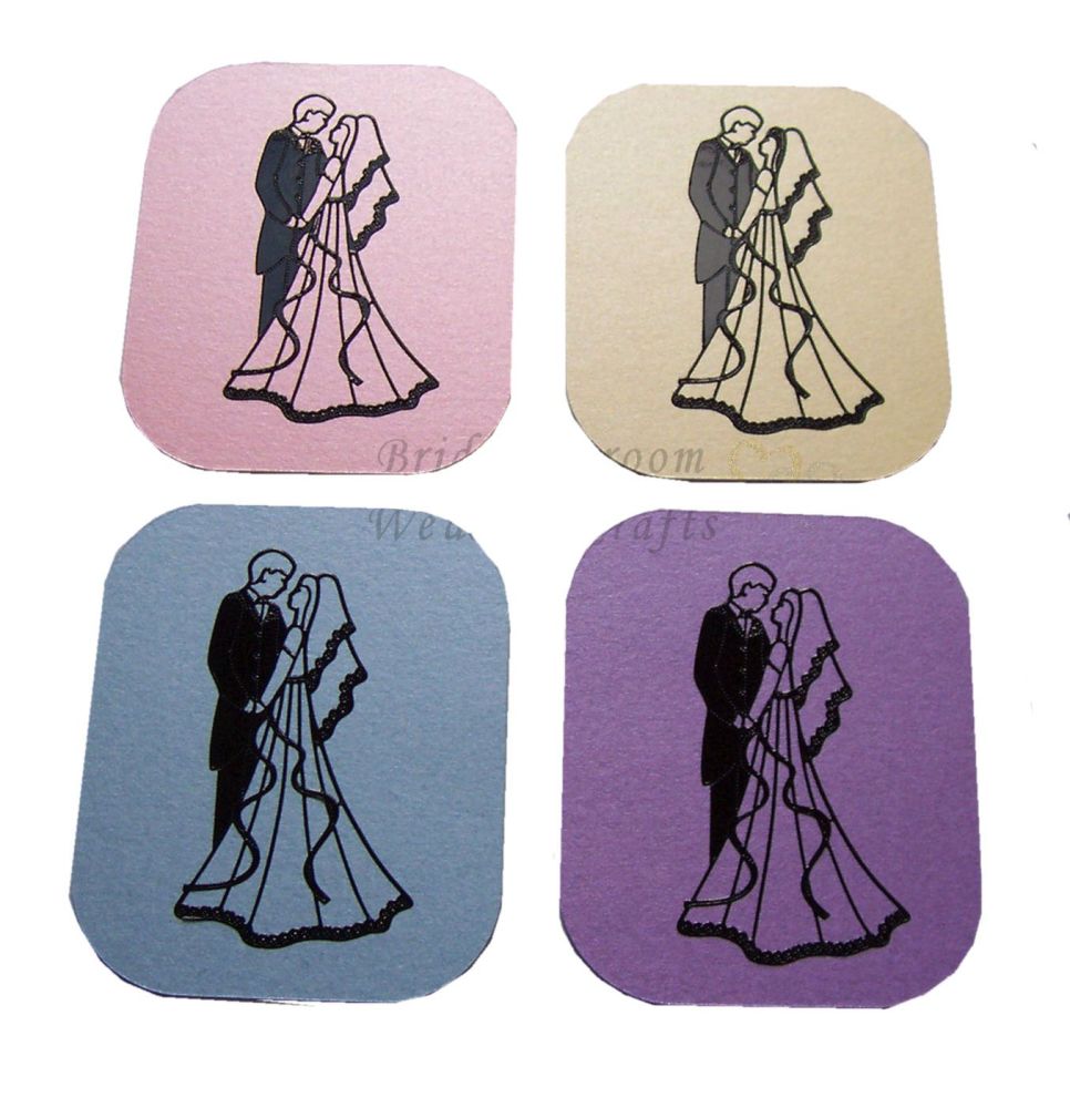 Bride and Groom Flat Card Making Toppers - Pastel