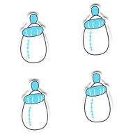 Baby Bottle Themed Wooden Embellishments in Blue x 4
