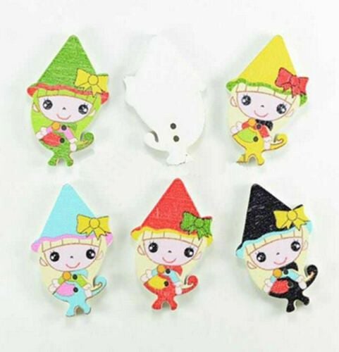 Pixie Witch Wooden Bead Style Embellishments x 4