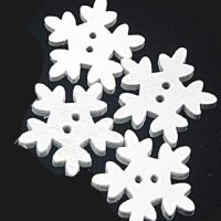 Snowflakes White Wooden Embellishments x 4