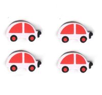 Pink Wooden Cars Embellishments x 5