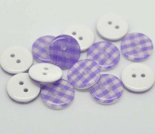 Gingham Sewing Buttons in Lilac x 10