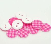 Gingham Sewing Buttons in Pink  x 10