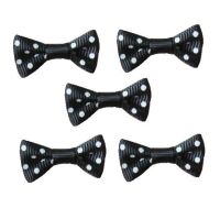 Spotty Fabric Bows Embellishments - Black x 5