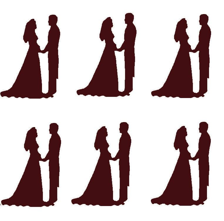 Brown Silhouette Bride and Groom Craft Embellishments