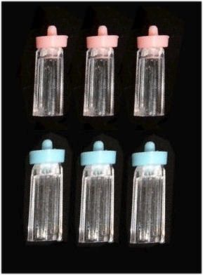 Pink and Blue Mix Baby Bottle Craft Embellishments x 6