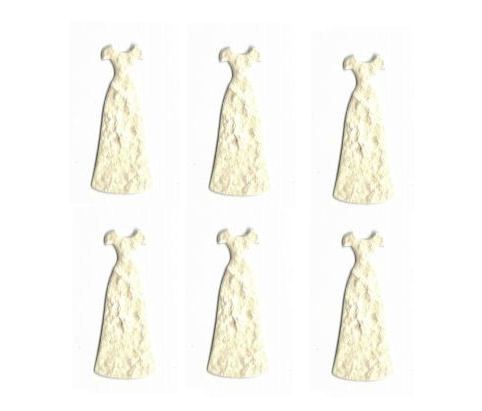 Dress Shapes in Ivory Shade Paper Craft Embellishments x 6
