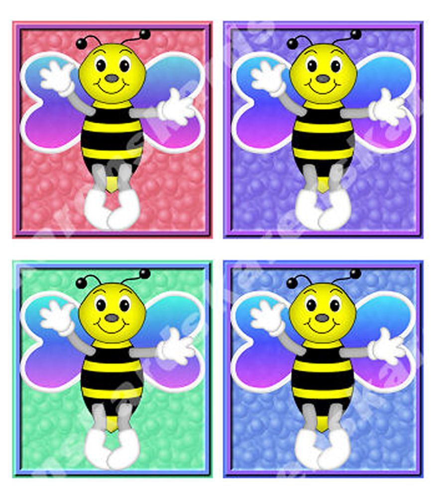 Bee Card Toppers in Cute Shades x 4