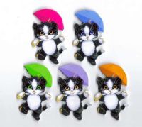 Cats with Umbrellas Card Toppers 