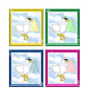 Stork Baby Card Topper Embellishments x 4