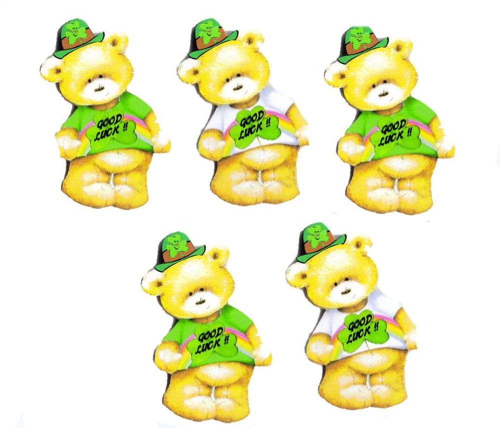 Good Luck Rainbow Teddy Bear Card Toppers