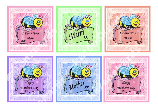 Mother's Day Cute Bee Card Making Toppers x 6