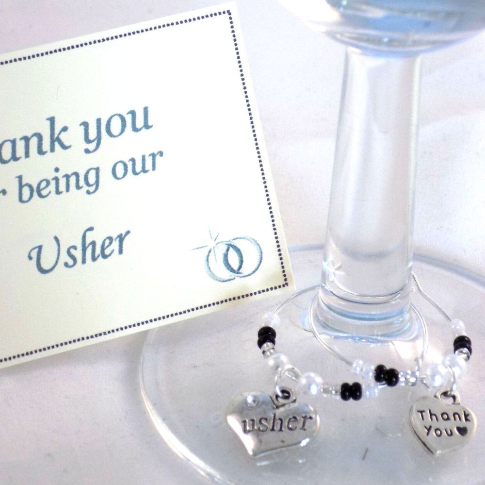 Usher Thank You Personalised Wine Glass Charms