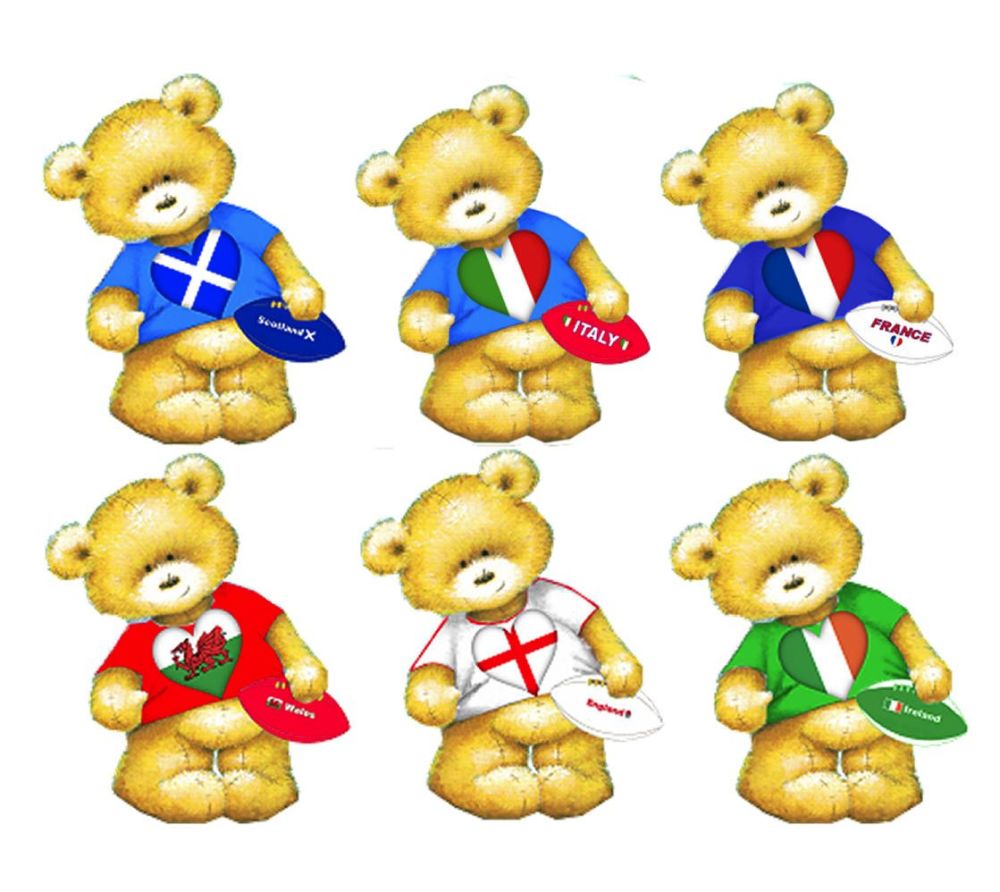 Six Nations Rugby Teddy Bear Card Toppers
