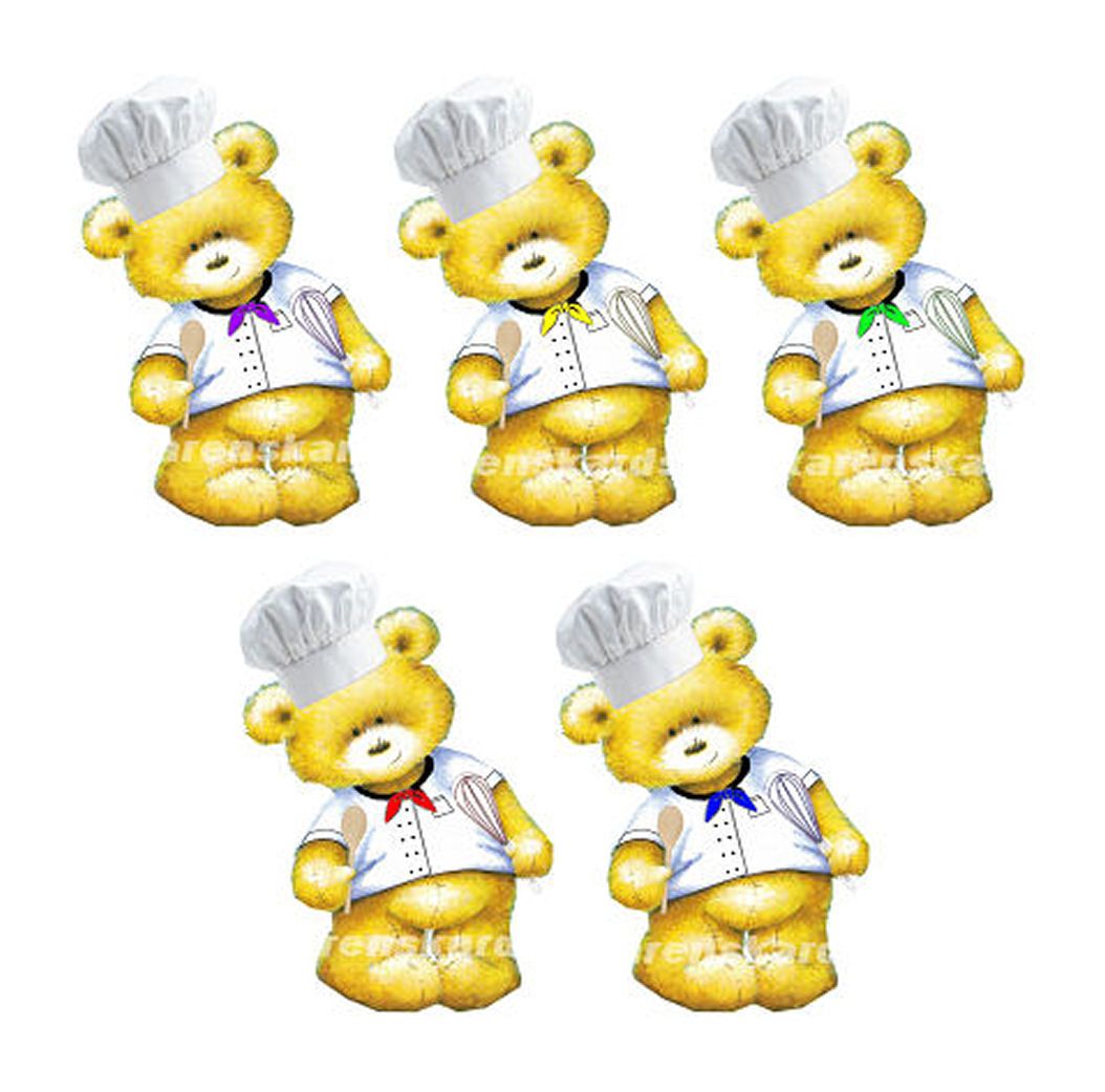 Chef Teddy Bear Card Toppers x 5