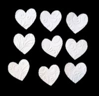 Embossed White Hearts Crafting Embellishments x 24