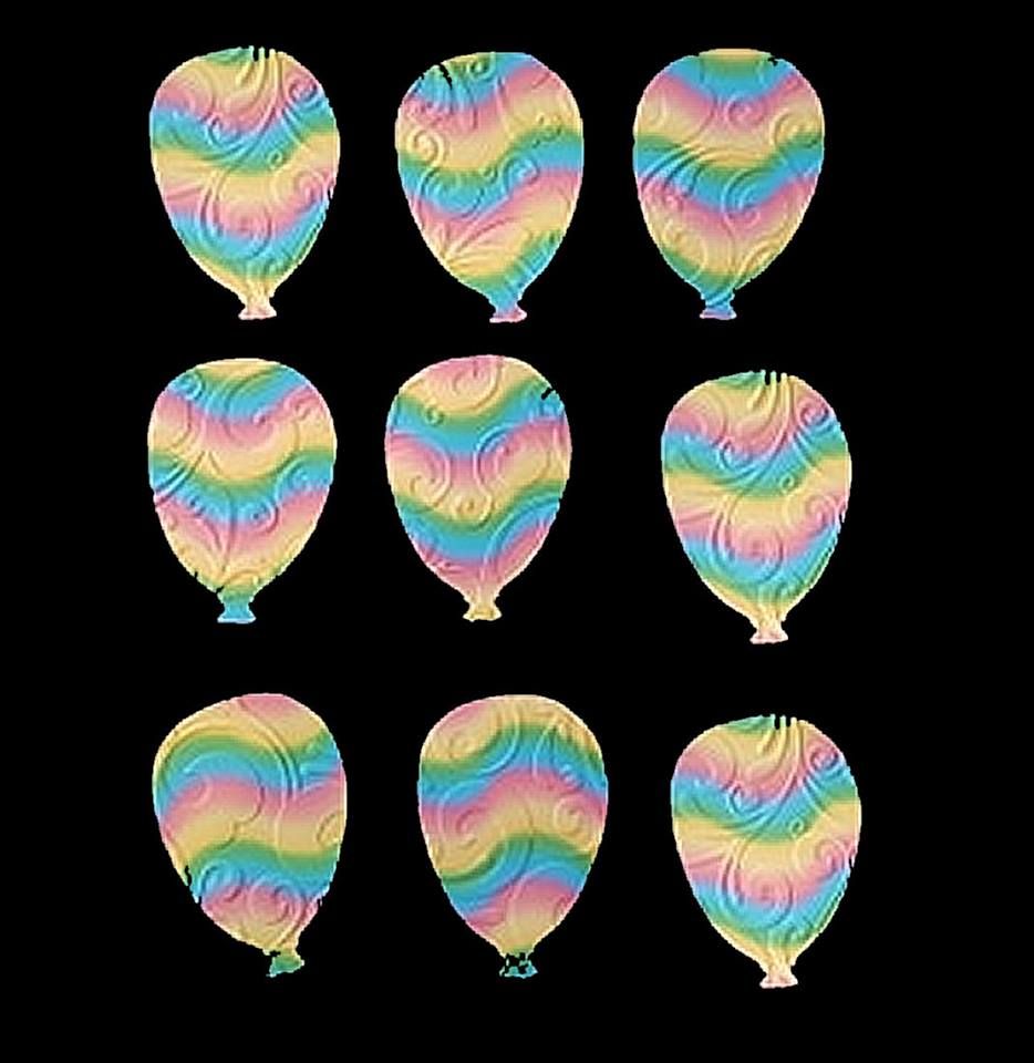 Embossed Rainbow Balloons Crafting Embellishments x 20