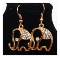 Elephant Earrings in a Gold Shade - Handcrafted