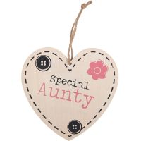 Aunty Hanging Wooden Heart Plaque