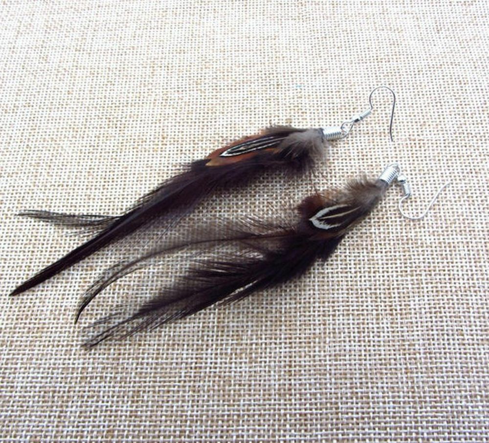 Brown Feather Earrings
