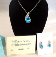 Will You Be My Bridesmaid? Necklace and Earring Gift Set - Turquoise