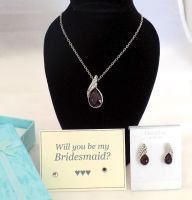 Will You Be My Bridesmaid? Necklace and Earring Gift Set - Purple