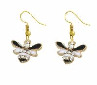 Bee Earrings in Black, White and Gold