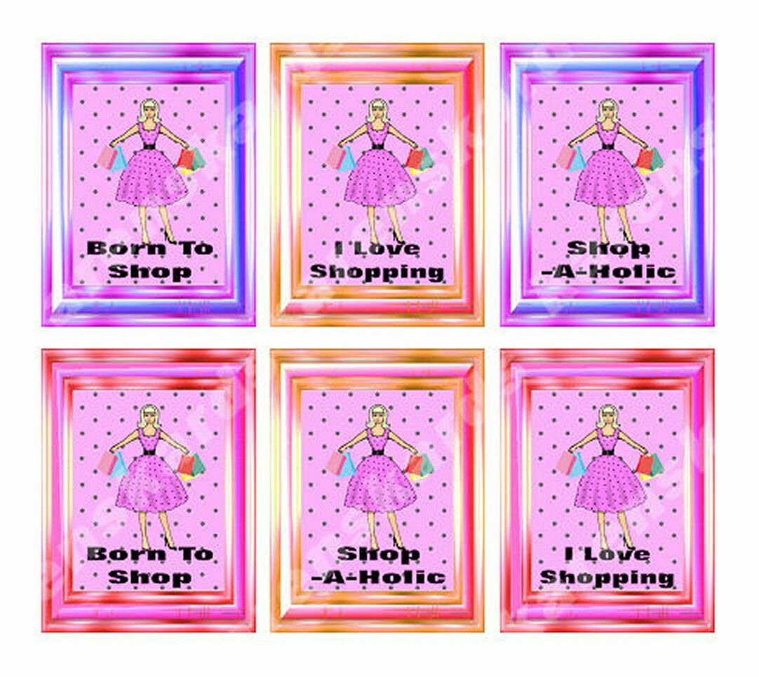 Pink I Love Shopping  Card Making Toppers