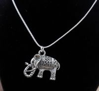Silver Elephant Pendant Necklace - Handcrafted