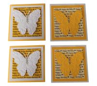 Birthday Butterfly Yellow and White Card Making Topper Embellishments x 4