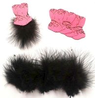 Die Cut Bodices with Fluffy Feathers Dark Pink x 5