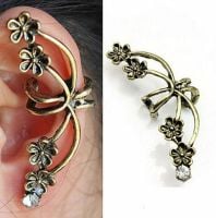 Gothic Floral Cuff Style Earring in Antique Gold
