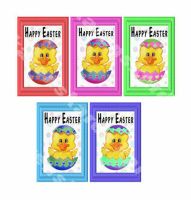 Happy Easter Chicks in Eggs Card Toppers 