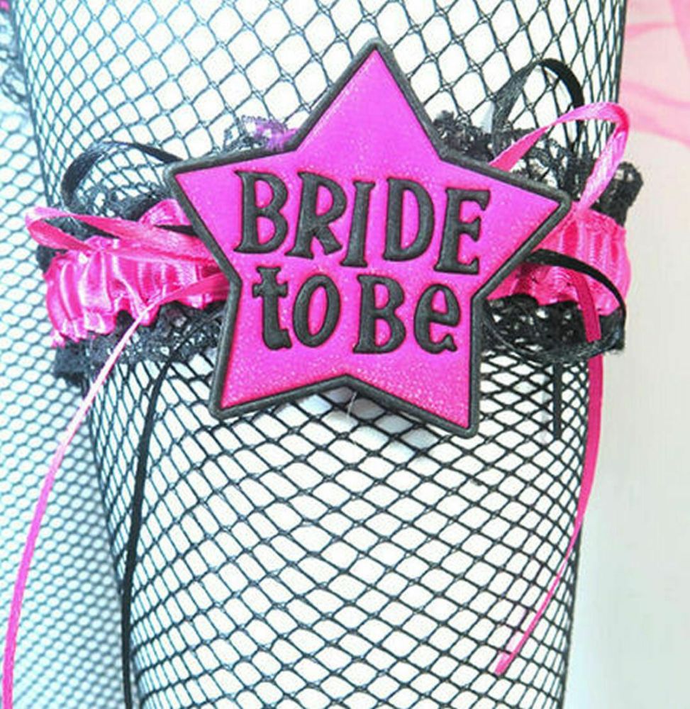 Bride to Be Garter in Shocking Pink and Black