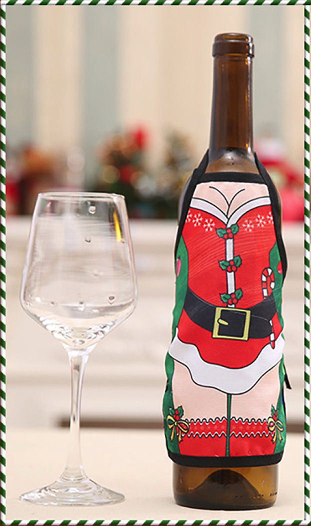 Mrs Santa Christmas Wine Bottle Apron Cover