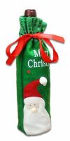 Christmas Wine Bottle Cover Green with Santa