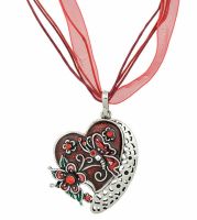 Red Butterfly Heart Pendant Necklace Ribbon necklace
