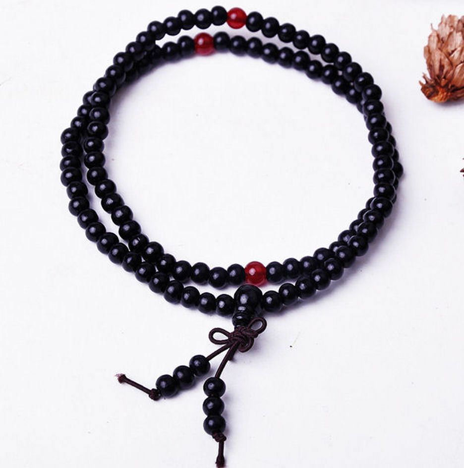Buddhist Prayer Beaded Unisex Black Bracelet
