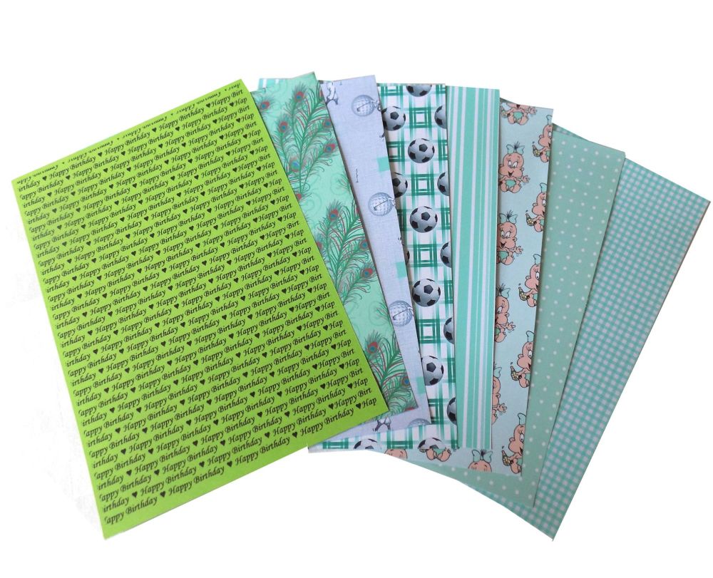 Green A5 Card Making Backing Papers