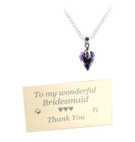 Thank You Bridesmaid Purple Crystal Heart Necklace