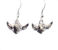 Silver Angel Wings Heart Earrings