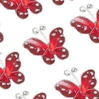 Red Organza Butterfly Embellishments x 8