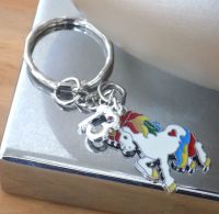 13th Birthday Unicorn Charm Silver Keyring 