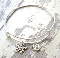 18th Birthday Butterfly and Number Charm Bracelet 