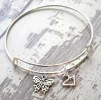 21st Birthday Butterfly and Number Charm Bracelet 