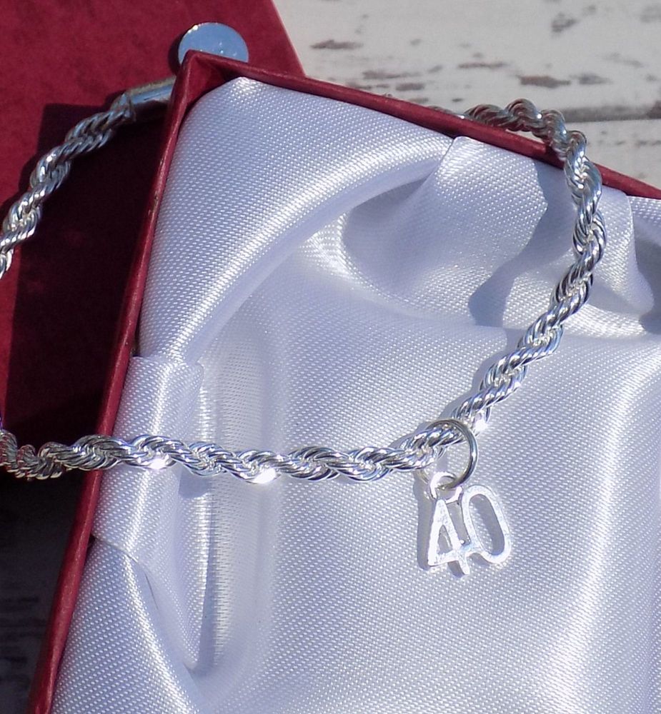 40th Birthday Silver Charm Bracelet 