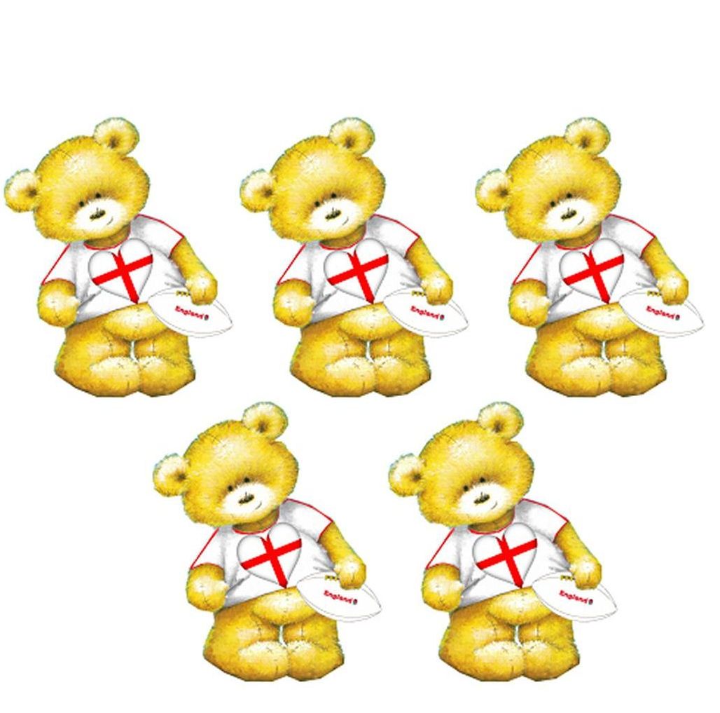 English Rugby Teddy Bear Card Toppers