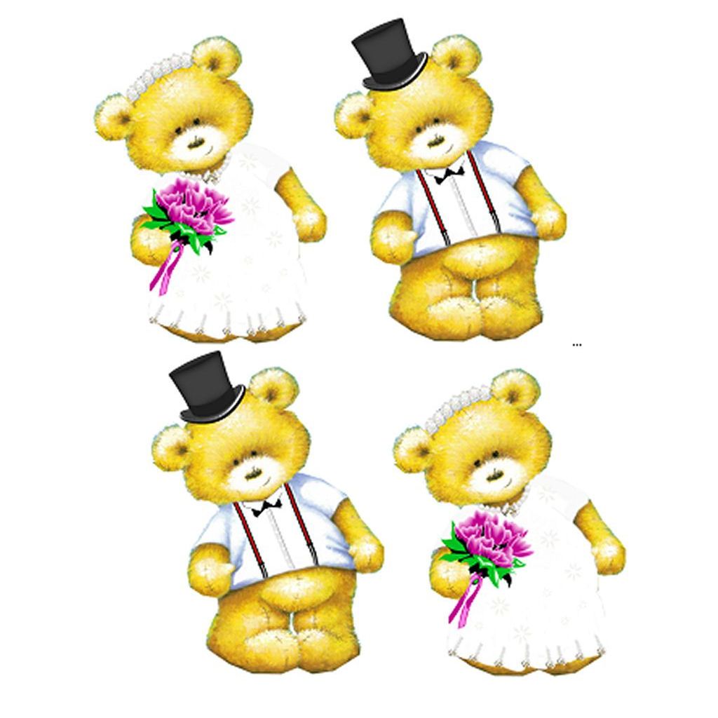 Bride and Groom Teddy Bear Toppers x 4